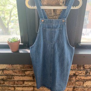 Women Light Blue Jean Dress Overalls Front Pocket